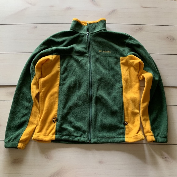 mens L Columbia full zip fleece green gold - Picture 1 of 5
